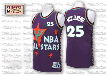 Men's Adidas Charlotte Hornets #25 Alonzo Mourning Swingman Purple 1995 All Star Throwback NBA Jersey