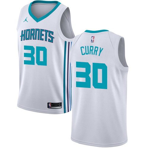 Men's Nike Jordan Charlotte Hornets #30 Dell Curry Authentic White NBA Jersey - Association Edition