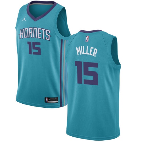 Men's Nike Jordan Charlotte Hornets #15 Percy Miller Authentic Teal NBA Jersey - Icon Edition