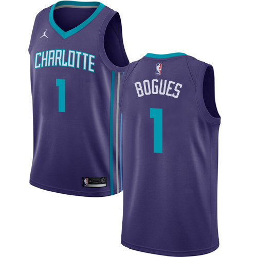 Youth Nike Jordan Charlotte Hornets #1 Muggsy Bogues Authentic Purple NBA Jersey Statement Edition