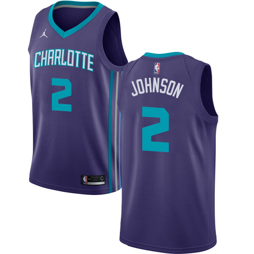 Women's Nike Jordan Charlotte Hornets #2 Larry Johnson Swingman Purple NBA Jersey Statement Edition