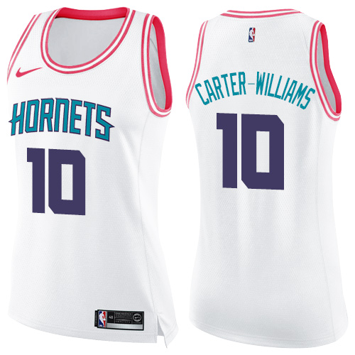 Women's Nike Charlotte Hornets #10 Michael Carter-Williams Swingman White/Pink Fashion NBA Jersey
