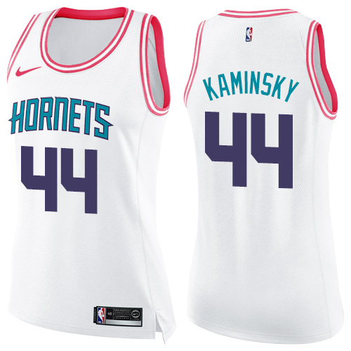 Women's Nike Charlotte Hornets #44 Frank Kaminsky Swingman White/Pink Fashion NBA Jersey