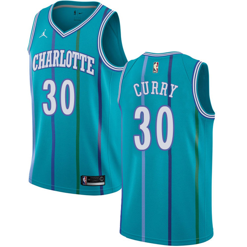 Men's Nike Jordan Charlotte Hornets #30 Dell Curry Authentic Aqua Hardwood Classics NBA Jersey