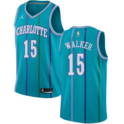 Youth Nike Jordan Charlotte Hornets #15 Kemba Walker Authentic Aqua Hardwood Classics NBA Jersey