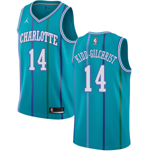 Men's Nike Jordan Charlotte Hornets #14 Michael Kidd-Gilchrist Authentic Aqua Hardwood Classics NBA Jersey