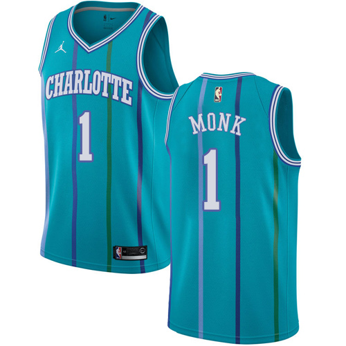Men's Nike Jordan Charlotte Hornets #1 Malik Monk Swingman Aqua Hardwood Classics NBA Jersey