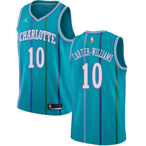 Men's Nike Jordan Charlotte Hornets #10 Michael Carter-Williams Swingman Aqua Hardwood Classics NBA Jersey