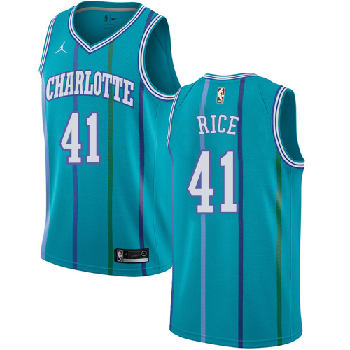 Men's Nike Jordan Charlotte Hornets #41 Glen Rice Authentic Aqua Hardwood Classics NBA Jersey