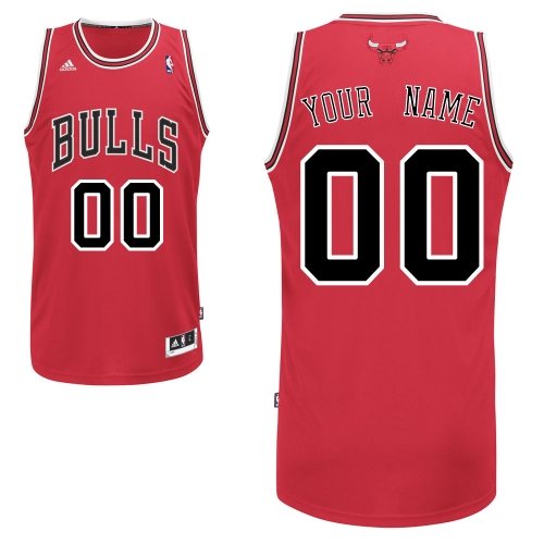 Men's Adidas Chicago Bulls Customized Swingman Red Road NBA Jersey