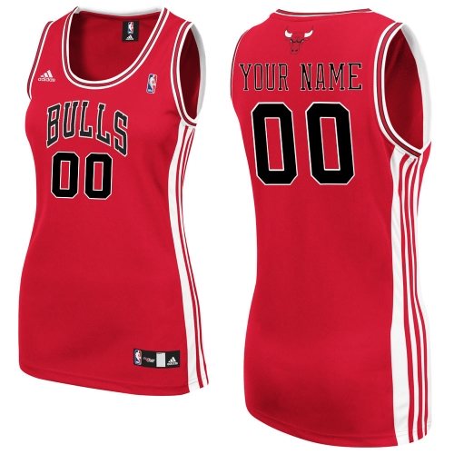 Women's Adidas Chicago Bulls Customized Authentic Red Road NBA Jersey