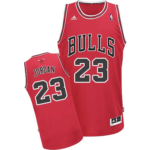 Men's Adidas Chicago Bulls #23 Michael Jordan Swingman Red Road NBA Jersey