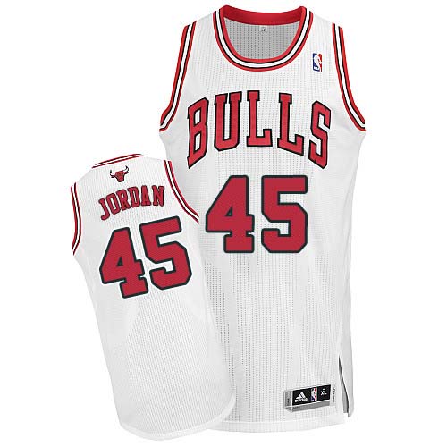 Men's Adidas Chicago Bulls #45 Michael Jordan Authentic White Home NBA Jersey