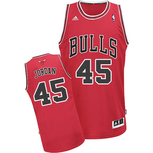 Men's Adidas Chicago Bulls #45 Michael Jordan Swingman Red Road NBA Jersey