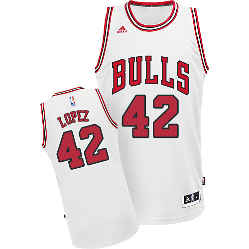 Men's Adidas Chicago Bulls #42 Robin Lopez Swingman White Home NBA Jersey