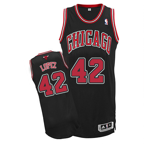 Men's Adidas Chicago Bulls #42 Robin Lopez Authentic Black Alternate NBA Jersey
