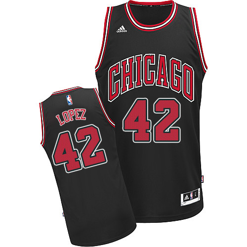 Men's Adidas Chicago Bulls #42 Robin Lopez Swingman Black Alternate NBA Jersey