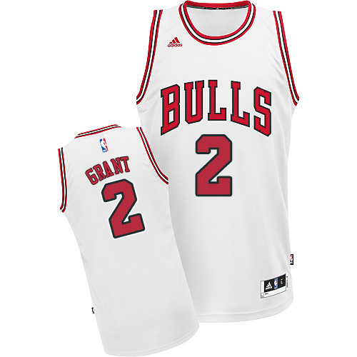 Men's Adidas Chicago Bulls #2 Jerian Grant Swingman White Home NBA Jersey