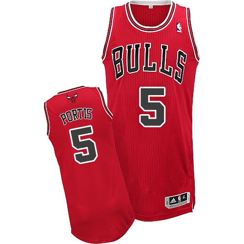 Men's Adidas Chicago Bulls #5 Bobby Portis Authentic Red Road NBA Jersey