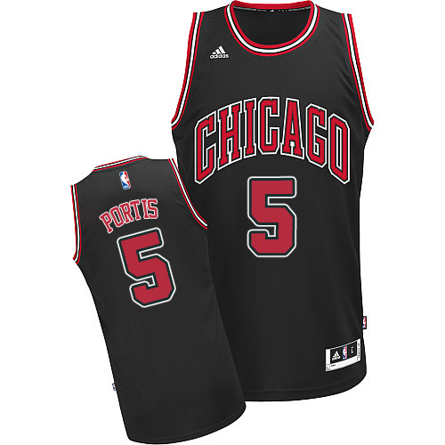 Men's Adidas Chicago Bulls #5 Bobby Portis Swingman Black Alternate NBA Jersey