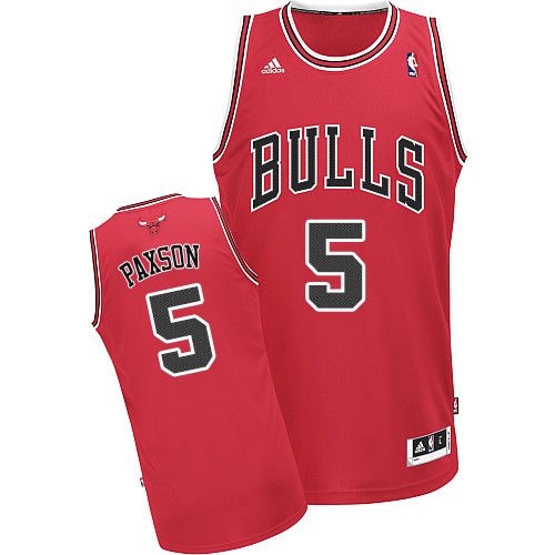 Men's Adidas Chicago Bulls #5 John Paxson Swingman Red Road NBA Jersey