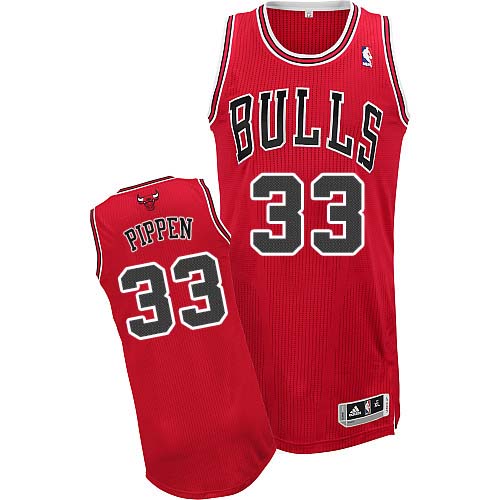 Men's Adidas Chicago Bulls #33 Scottie Pippen Authentic Red Road NBA Jersey