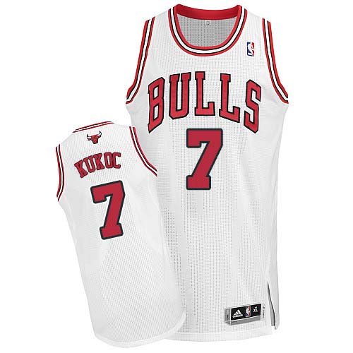 Men's Adidas Chicago Bulls #7 Toni Kukoc Authentic White Home NBA Jersey