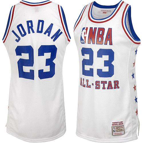 Men's Mitchell and Ness Chicago Bulls #23 Michael Jordan Authentic White 1985 All Star Throwback NBA Jersey