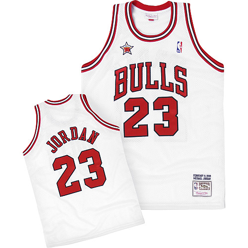 Men's Mitchell and Ness Chicago Bulls #23 Michael Jordan Authentic White 1998 Throwback NBA Jersey