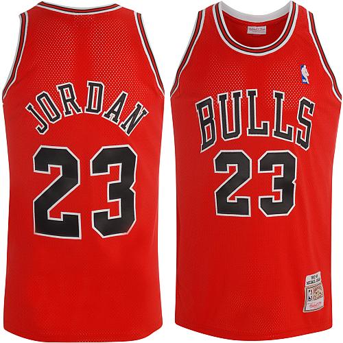Men's Mitchell and Ness Chicago Bulls #23 Michael Jordan Authentic Red Throwback NBA Jersey