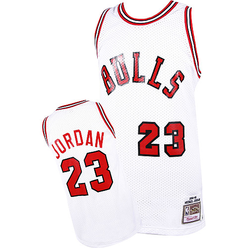 Men's Mitchell and Ness Chicago Bulls #23 Michael Jordan Authentic White 1984-1985 Hardwood Classics Throwback NBA Jersey
