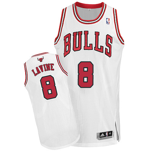 Men's Adidas Chicago Bulls #8 Zach LaVine Authentic White Home NBA Jersey
