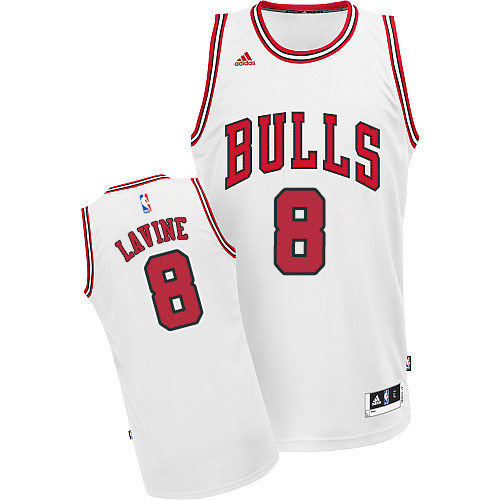 Men's Adidas Chicago Bulls #8 Zach LaVine Swingman White Home NBA Jersey