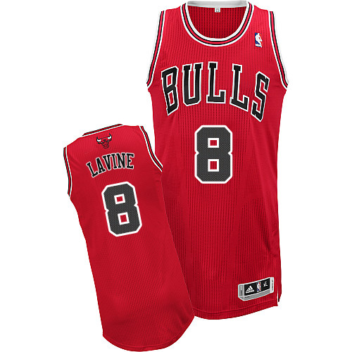 Men's Adidas Chicago Bulls #8 Zach LaVine Authentic Red Road NBA Jersey