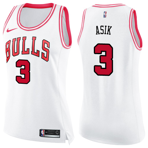 Women's Nike Chicago Bulls #44 Nikola Mirotic Swingman White/Pink Fashion NBA Jersey