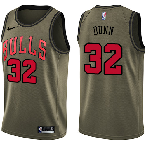 Men's Nike Chicago Bulls #32 Kris Dunn Swingman Green Salute to Service NBA Jersey