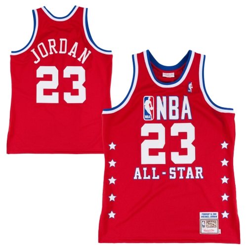 Men's Mitchell and Ness Chicago Bulls #23 Michael Jordan Swingman Red 1992 All Star Throwback NBA Jersey