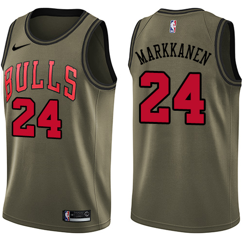 Men's Nike Chicago Bulls #24 Lauri Markkanen Swingman Green Salute to Service NBA Jersey