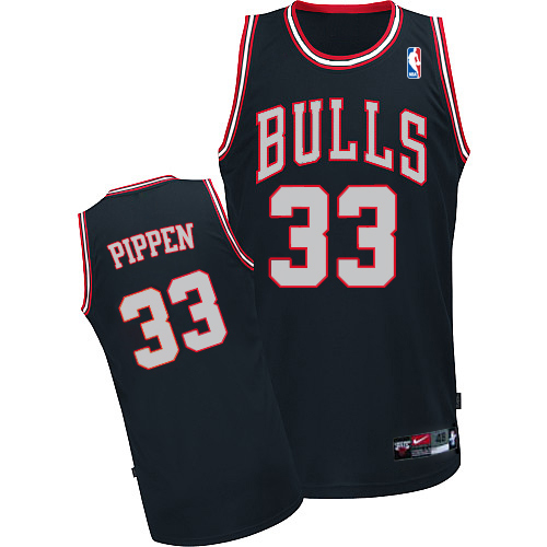 Men's Adidas Chicago Bulls #33 Scottie Pippen Swingman Black/White No. NBA Jersey