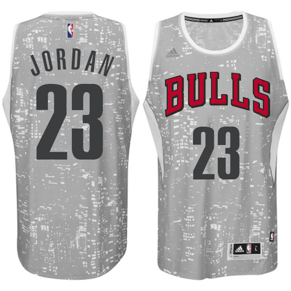 Men's Adidas Chicago Bulls #23 Michael Jordan Authentic Grey City Light NBA Jersey