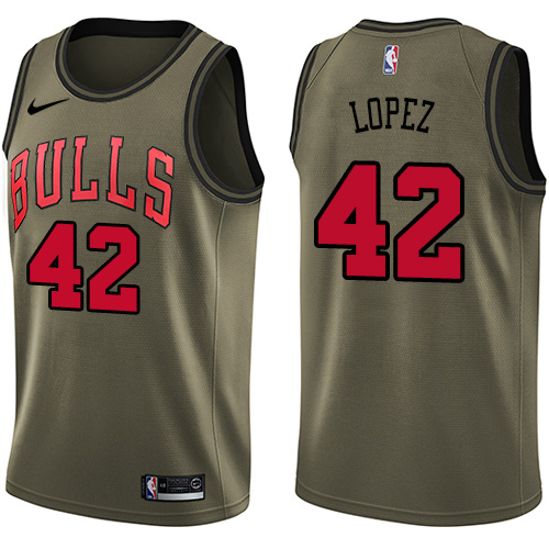 Men's Nike Chicago Bulls #42 Robin Lopez Swingman Green Salute to Service NBA Jersey