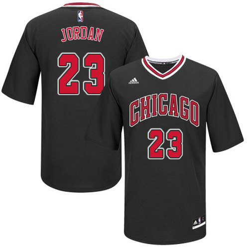 Men's Adidas Chicago Bulls #23 Michael Jordan Authentic Black Short Sleeve NBA Jersey