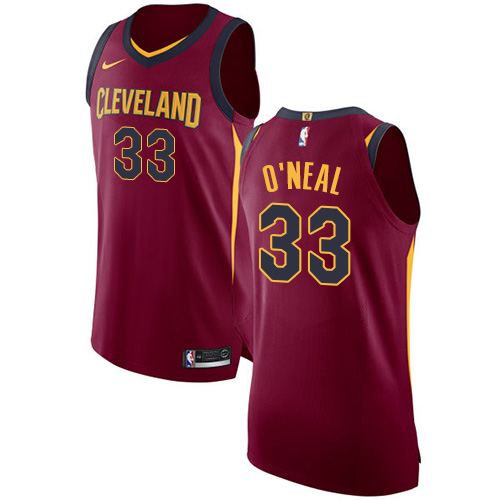 Men's Nike Cleveland Cavaliers #33 Shaquille O'Neal Authentic Maroon Road NBA Jersey - Icon Edition