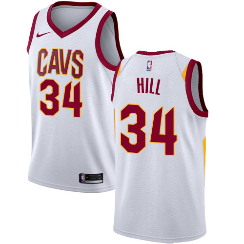 Men's Nike Cleveland Cavaliers #34 Tyrone Hill Authentic White Home NBA Jersey - Association Edition