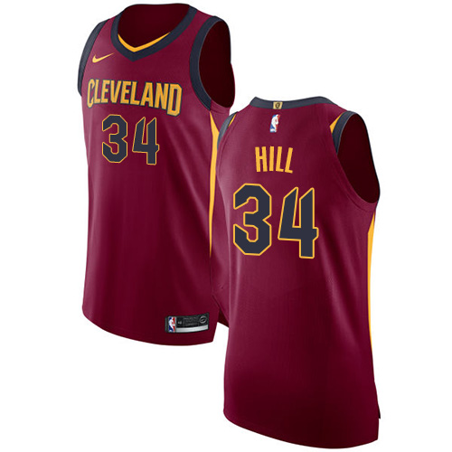 Men's Nike Cleveland Cavaliers #34 Tyrone Hill Authentic Maroon Road NBA Jersey - Icon Edition