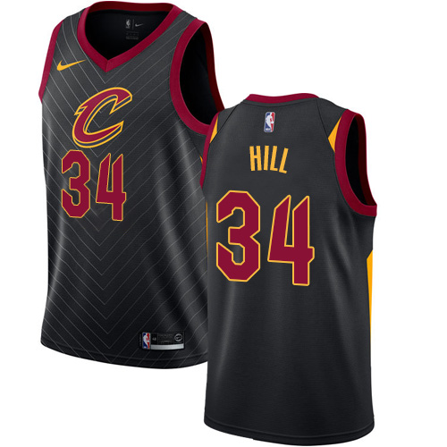 Men's Nike Cleveland Cavaliers #34 Tyrone Hill Authentic Black Alternate NBA Jersey Statement Edition