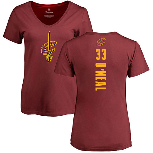 NBA Women's Nike Cleveland Cavaliers #33 Shaquille O'Neal Maroon Backer T-Shirt