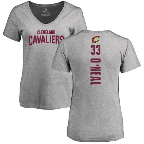 NBA Women's Nike Cleveland Cavaliers #33 Shaquille O'Neal Ash Backer T-Shirt