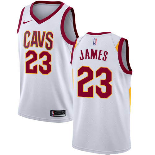 Men's Nike Cleveland Cavaliers #23 LeBron James Authentic White Home NBA Jersey - Association Edition