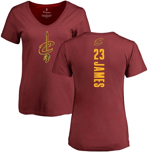 NBA Women's Nike Cleveland Cavaliers #23 LeBron James Maroon Backer T-Shirt